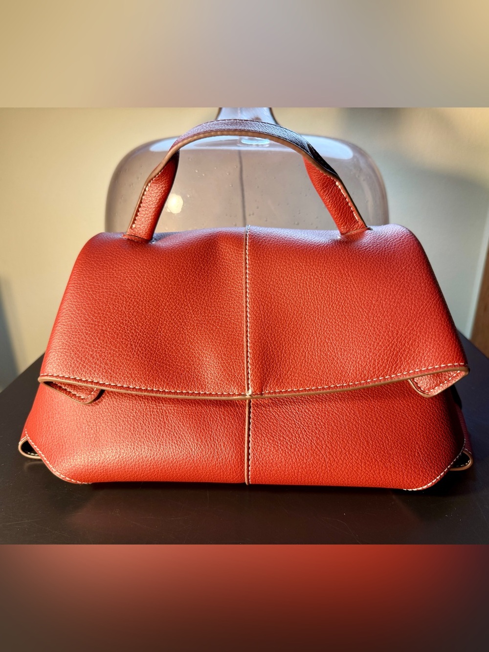 Terracotta / Brown Vegan Leather Makki Style Top Handle Satchel Bag
